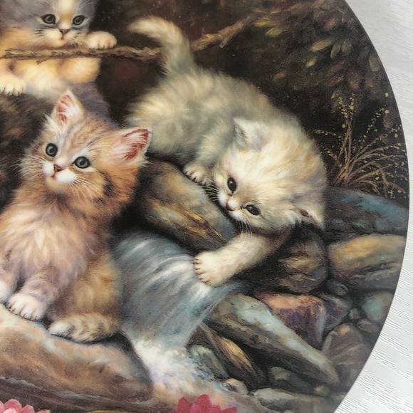 Vintage 1996 Kahla Jurgen Scholz Kitten Cat Artwork Dish Plate - Picture 4 of 11
